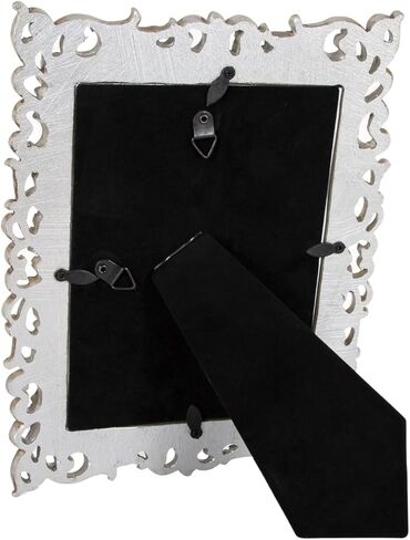 هابي هوم ويرز اطار صورة عتيق ومزخرف بلونين فضي لامع وذهبي ريفي 5×7 من الراتنج مع ديكور زهور | بورتريه او منظر طبيعي in Kuwait