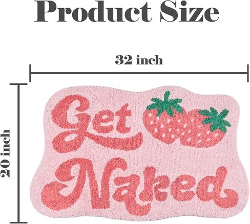 سجاد حمام Yonchic Get Naked، ألياف دقيقة سميكة وناعمة، سجادة إكسسوارات حمام على شكل فراولة وردية لطيفة ومضحكة، مقاس 20 بوصة × 32 بوصة ماصة للماء وقابلة للغسل وغير قابلة للانزلاق للاستحمام in Kuwait