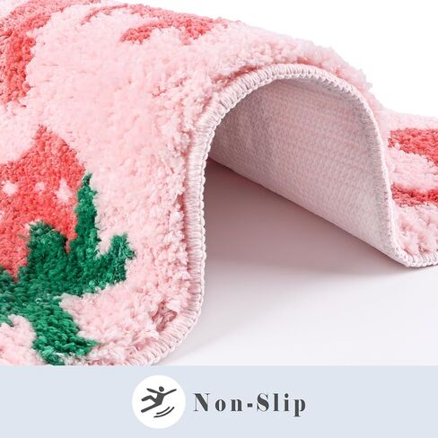 سجاد حمام Yonchic Get Naked، ألياف دقيقة سميكة وناعمة، سجادة إكسسوارات حمام على شكل فراولة وردية لطيفة ومضحكة، مقاس 20 بوصة × 32 بوصة ماصة للماء وقابلة للغسل وغير قابلة للانزلاق للاستحمام in Kuwait