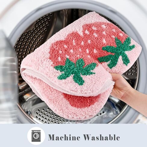 سجاد حمام Yonchic Get Naked، ألياف دقيقة سميكة وناعمة، سجادة إكسسوارات حمام على شكل فراولة وردية لطيفة ومضحكة، مقاس 20 بوصة × 32 بوصة ماصة للماء وقابلة للغسل وغير قابلة للانزلاق للاستحمام in Kuwait