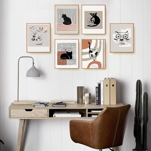 مطبوعات فنية جدارية تجريدية على شكل قطط، ديكور حائط عصري للقطط من منتصف القرن، ملصقات بوهو قطة ديكور للجدران، طباعة قماشية بسيطة لديكور القطط، ملصق قطة سوداء، فكرة هدية لمحبي القطط، لوحة قماشية in Kuwait