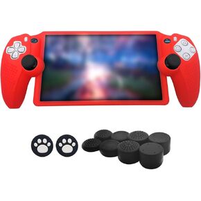 MOJOXR Silicone Protective Cover and Stick Caps Compatible with Playstation Portal, Anti-Slip Protector Case and 10 Thumb Grip Caps Accessories for PS Portal Remote Player(Blue)
