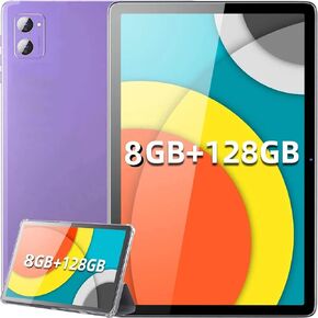 JXCNSNW Android Tablet 10.1 بوصة، 4G LTE ثنائي شريحة الاتصال، ذاكرة الوصول العشوائي 8 جيجابايت تخزين 128 جيجابايت، يدعم تمديد 1 تيرابايت، شاشة لمس IPS، كاميرا مزدوجة، واي فاي/WLAN/بلوتوث/GPS، TYD-109 (أرجواني، 128 جيجابايت) in Kuwait