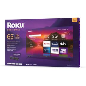 Roku 65 بوصة Select Series 4K HDR Smart TV جهاز تحكم عن بعد صوتي محسّن، صورة رائعة 4K، سطوع تلقائي، وبث سلس in Kuwait