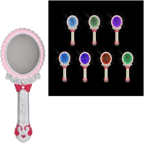 Forest & Twelfth 2-in-1 Magic Light Up Mirror - Pretend Makeup Mirror with Lights, Compact Mirror Addition for Kids Pretend Play Kit Mirror for Girl, Teens, Features Fun Color-Changing Light Show in Kuwait