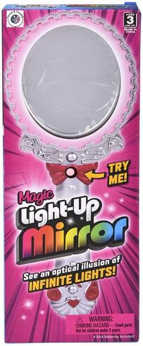 Forest & Twelfth 2-in-1 Magic Light Up Mirror - Pretend Makeup Mirror with Lights, Compact Mirror Addition for Kids Pretend Play Kit Mirror for Girl, Teens, Features Fun Color-Changing Light Show in Kuwait