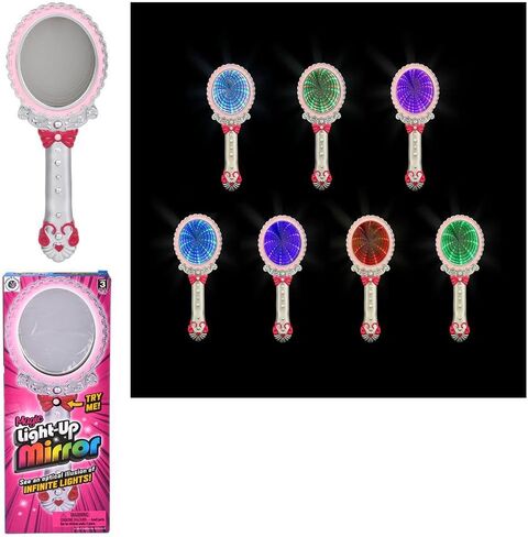 Forest & Twelfth 2-in-1 Magic Light Up Mirror - Pretend Makeup Mirror with Lights, Compact Mirror Addition for Kids Pretend Play Kit Mirror for Girl, Teens, Features Fun Color-Changing Light Show in Kuwait