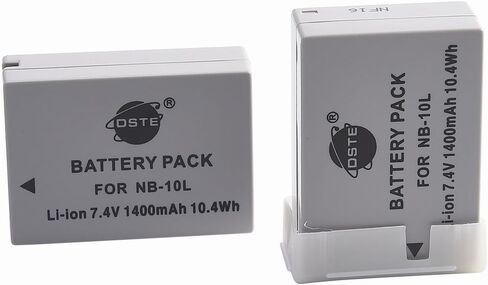 بطارية DSTE قطعتان NB-10L + محول شاحن سيارة وسفر DC123 متوافق مع كاميرا Canon PowerShot G1 X G3 X G15 G16 SX40 SX50 SX60 HS الرقمية مثل NB10L in Saudi Arabia