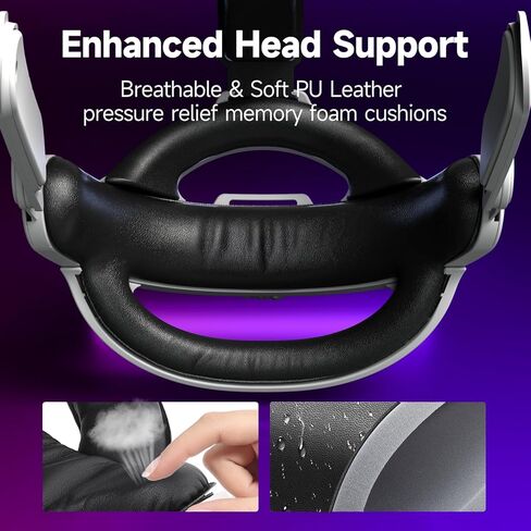 حزام رأس البطارية لـ Meta Quest 3، حزام رأس قابل لإعادة الشحن بقدرة 10000 مللي أمبير في الساعة لإطالة وقت اللعب والراحة لاستبدال حزام النخبة لسماعات الواقع الافتراضي متوافق مع ملحقات Oculus Quest 3 in Kuwait