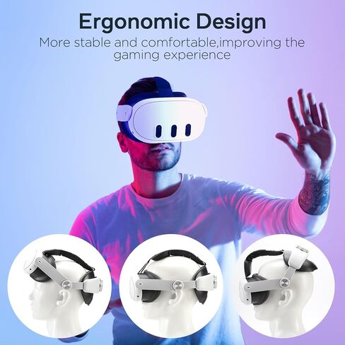 Doyosh Adjustable Meta Quest 3 Head Strap, Comfort Adjustable Elite Replacement Strap for Oculus Quest 3 Accessories, Head Straps for Enhanced Support Comfort in VR, Suitable for Children and Adults in Kuwait