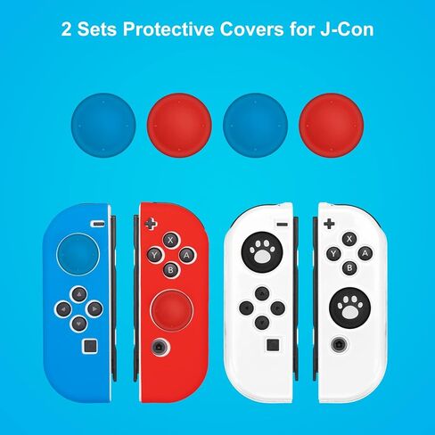 حافظة سويتش لجهاز نينتندو سويتش OLED، حقيبة تخزين مع فتحات بطاقة الألعاب 10 في 1 مجموعة ملحقات مع غطاء واقي لوحدة التحكم Joy-Con، مقابض إبهام التبديل، واقي الشاشة، حامل التبديل in Kuwait