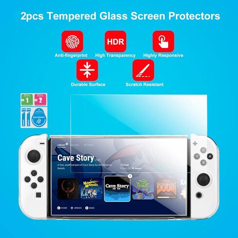 حافظة سويتش لجهاز نينتندو سويتش OLED، حقيبة تخزين مع فتحات بطاقة الألعاب 10 في 1 مجموعة ملحقات مع غطاء واقي لوحدة التحكم Joy-Con، مقابض إبهام التبديل، واقي الشاشة، حامل التبديل in Kuwait