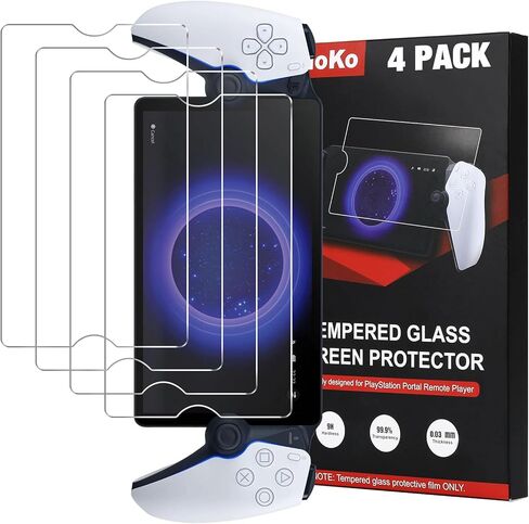 واقي شاشة MoKo متوافق مع مشغل PlayStation Portal Remote Player، 4 عبوات من طبقة الزجاج المقوى المقاومة للخدش بقوة 9H، طبقة شاشة لبوابة PS5، خالية من الفقاعات، مضادة لبصمات الأصابع in Kuwait