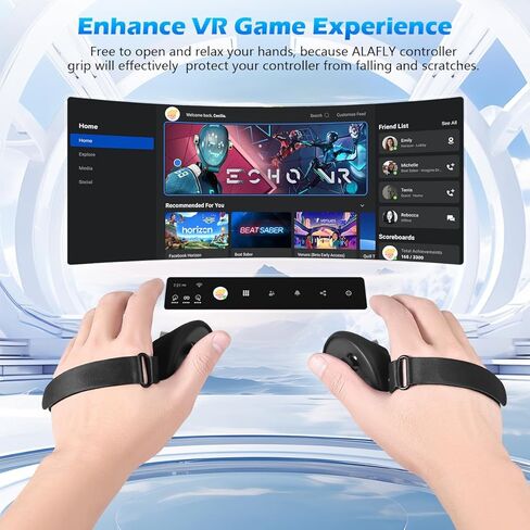 ALAFLY Controller Grips Cover for Meta/Oculus Quest 3 VR Accessories, Silicone Controller Case with Adjustable Knuckle Strap & Easy Opening Battery Cover, Non-Slip in Kuwait