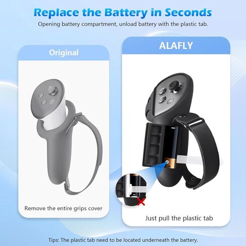 ALAFLY Controller Grips Cover for Meta/Oculus Quest 3 VR Accessories, Silicone Controller Case with Adjustable Knuckle Strap & Easy Opening Battery Cover, Non-Slip in Kuwait