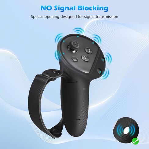 ALAFLY Controller Grips Cover for Meta/Oculus Quest 3 VR Accessories, Silicone Controller Case with Adjustable Knuckle Strap & Easy Opening Battery Cover, Non-Slip in Kuwait