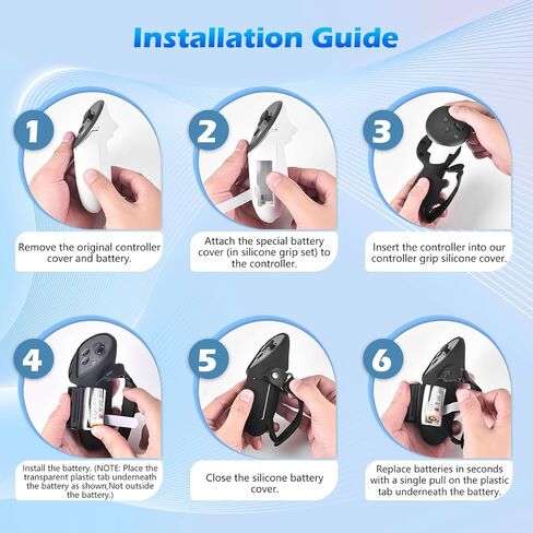 ALAFLY Controller Grips Cover for Meta/Oculus Quest 3 VR Accessories, Silicone Controller Case with Adjustable Knuckle Strap & Easy Opening Battery Cover, Non-Slip in Kuwait