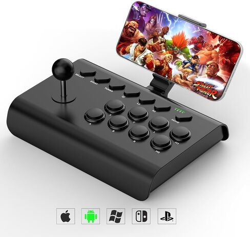 عصا التحكم arVin Arcade Fight Stick للتبديل، PS4، PS3، جهاز التحكم في Arcade Rocker لأجهزة iPhone iPad Android Tablet مع Turbo، Marco Programming، حامل هاتف للمحاكيات / الألعاب السحابية / NeoGeo mini in Kuwait