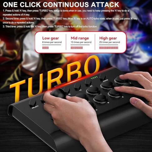 عصا التحكم arVin Arcade Fight Stick للتبديل، PS4، PS3، جهاز التحكم في Arcade Rocker لأجهزة iPhone iPad Android Tablet مع Turbo، Marco Programming، حامل هاتف للمحاكيات / الألعاب السحابية / NeoGeo mini in Kuwait