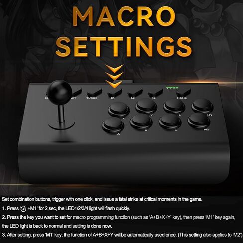 عصا التحكم arVin Arcade Fight Stick للتبديل، PS4، PS3، جهاز التحكم في Arcade Rocker لأجهزة iPhone iPad Android Tablet مع Turbo، Marco Programming، حامل هاتف للمحاكيات / الألعاب السحابية / NeoGeo mini in Kuwait