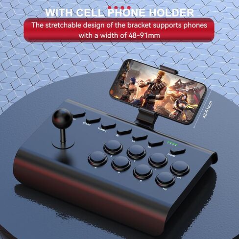 عصا التحكم arVin Arcade Fight Stick للتبديل، PS4، PS3، جهاز التحكم في Arcade Rocker لأجهزة iPhone iPad Android Tablet مع Turbo، Marco Programming، حامل هاتف للمحاكيات / الألعاب السحابية / NeoGeo mini in Kuwait