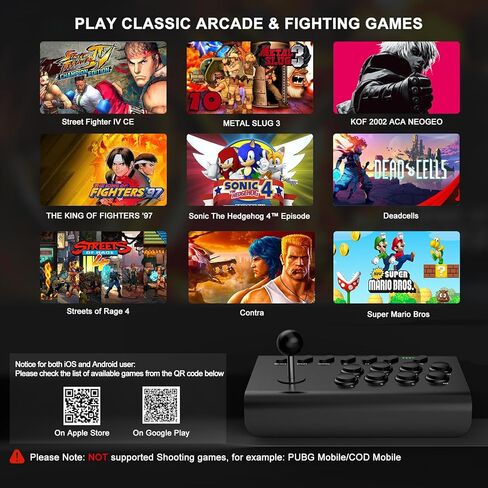 عصا التحكم arVin Arcade Fight Stick للتبديل، PS4، PS3، جهاز التحكم في Arcade Rocker لأجهزة iPhone iPad Android Tablet مع Turbo، Marco Programming، حامل هاتف للمحاكيات / الألعاب السحابية / NeoGeo mini in Kuwait