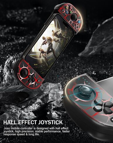 Joso Phone Controller for iPhone, Android, wireless Game Joystick with Hall Effect Joystick/Turbo, RGB Controller for iPhone 16/15/14/13/12 Series, Galaxy S24/23/S22/S21 Series Play COD Mobile & More in Kuwait