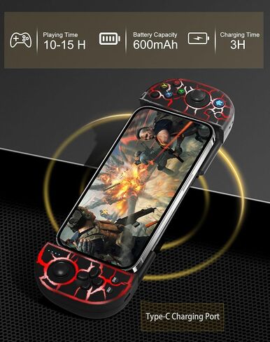 Joso Phone Controller for iPhone, Android, wireless Game Joystick with Hall Effect Joystick/Turbo, RGB Controller for iPhone 16/15/14/13/12 Series, Galaxy S24/23/S22/S21 Series Play COD Mobile & More in Kuwait