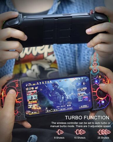 Joso Phone Controller for iPhone, Android, wireless Game Joystick with Hall Effect Joystick/Turbo, RGB Controller for iPhone 16/15/14/13/12 Series, Galaxy S24/23/S22/S21 Series Play COD Mobile & More in Kuwait