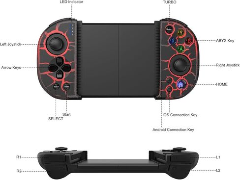 Joso Phone Controller for iPhone, Android, wireless Game Joystick with Hall Effect Joystick/Turbo, RGB Controller for iPhone 16/15/14/13/12 Series, Galaxy S24/23/S22/S21 Series Play COD Mobile & More in Kuwait