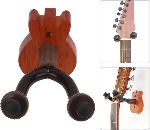 Guitars Hook, Soft Padded Cover Guitar Wall Mount Bracket Beech + Metal Elegant Easy To Install Vintage Brown for Banjo in Saudi Arabia