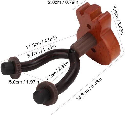 Guitars Hook, Soft Padded Cover Guitar Wall Mount Bracket Beech + Metal Elegant Easy To Install Vintage Brown for Banjo in Saudi Arabia