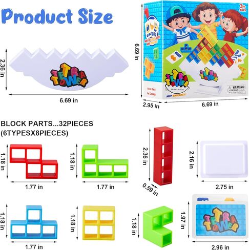 Usoway 48 قطعة من لعبة برج تيترا، لعبة كومة هجوم التراص، ألعاب لوحية للأطفال، لعبة برج الفريق للبالغين، لعبة برج تتريس in Kuwait