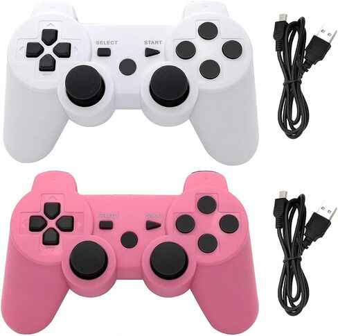 وحدة تحكم Ceozon PS3، 2 وحدة تحكم بلاي ستيشن 3 لاسلكية مع تحكم مزدوج بالاهتزاز بستة محاور مع كابلات شحن أسود + أزرق in Kuwait