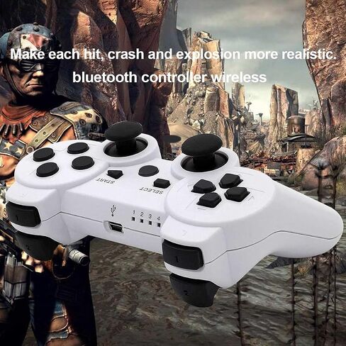 وحدة تحكم Ceozon PS3، 2 وحدة تحكم بلاي ستيشن 3 لاسلكية مع تحكم مزدوج بالاهتزاز بستة محاور مع كابلات شحن أسود + أزرق in Kuwait