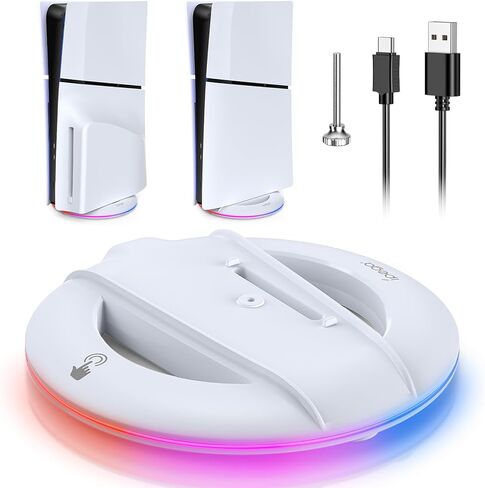 واي يو ايه ان اتش او تي حامل عمودي مع اضاءة RGB لجهاز بلاي ستيشن 5 سليم، محطة مع 14 وضع اضاءة متوافق مع بلاي ستيشن 5 سليم ديسك / الاصدار الرقمي in Kuwait