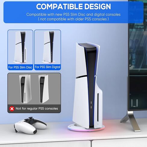 واي يو ايه ان اتش او تي حامل عمودي مع اضاءة RGB لجهاز بلاي ستيشن 5 سليم، محطة مع 14 وضع اضاءة متوافق مع بلاي ستيشن 5 سليم ديسك / الاصدار الرقمي in Kuwait