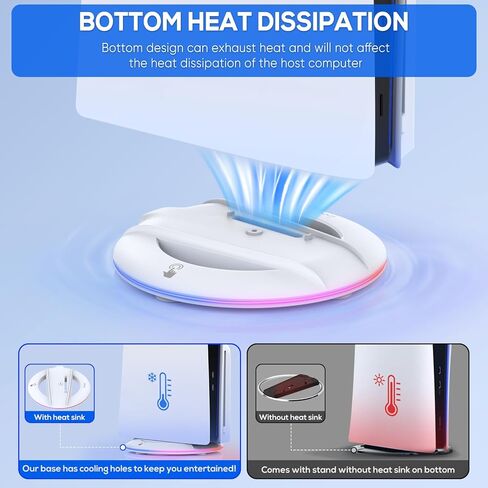 واي يو ايه ان اتش او تي حامل عمودي مع اضاءة RGB لجهاز بلاي ستيشن 5 سليم، محطة مع 14 وضع اضاءة متوافق مع بلاي ستيشن 5 سليم ديسك / الاصدار الرقمي in Kuwait