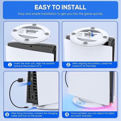 واي يو ايه ان اتش او تي حامل عمودي مع اضاءة RGB لجهاز بلاي ستيشن 5 سليم، محطة مع 14 وضع اضاءة متوافق مع بلاي ستيشن 5 سليم ديسك / الاصدار الرقمي in Kuwait