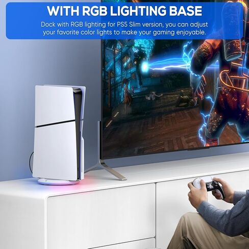 واي يو ايه ان اتش او تي حامل عمودي مع اضاءة RGB لجهاز بلاي ستيشن 5 سليم، محطة مع 14 وضع اضاءة متوافق مع بلاي ستيشن 5 سليم ديسك / الاصدار الرقمي in Kuwait