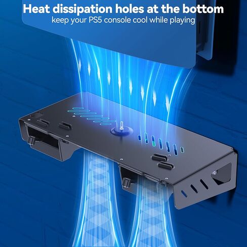 PS5 Slim Wall Mount Kit with Charging, PS5 Controller Charger, Floating Shelf Wall Mount Vertical Stand for PS5 Slim, PS5 Wall Mount Accessories with Controller Holder, PS5 Wall Mount Kit Behind TV in Kuwait