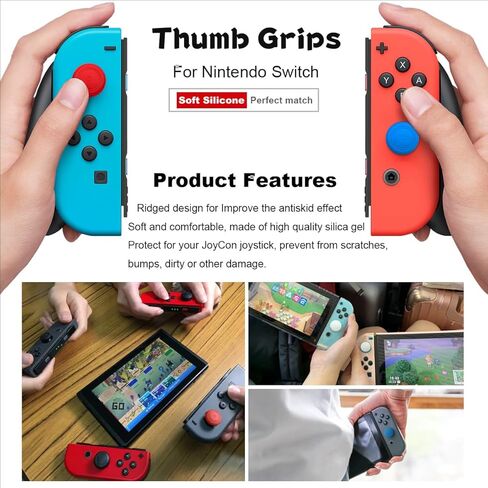 8Pcs Cute Soft Silicone Switch Joycon Thumb Grips Caps, Joystick Caps Compatible with Nintendo Switch/OLED/Switch Lite, Analog Stick Grips Button caps for Switch (B-Mix) in Kuwait