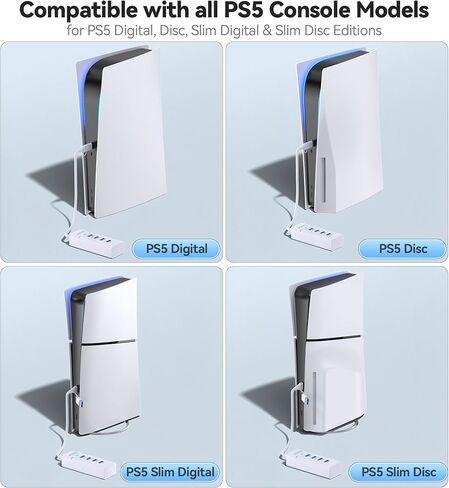 موزع USB لجهاز PS5، موزع USB 3.0 ذو 4 منافذ، محور شحن USB عالي السرعة لوحدة التحكم PS5 النحيفة، موسع منفذ USB PS5، محور USB C إلى USB 3.0 مع كابل ممتد بطول 0.66 قدم in Kuwait