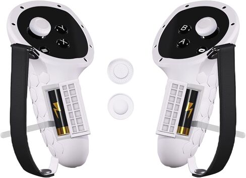 غطاء مقبض وحدة التحكم Lonxmovs متوافق مع غطاء مقابض Meta/Oculus Quest 5 لأجهزة التحكم VR Touch Plus وأغطية الحماية مع غطاء فتح البطارية وأشرطة المفصل (أسود) in Kuwait