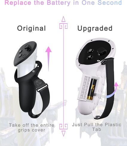 غطاء مقبض وحدة التحكم Lonxmovs متوافق مع غطاء مقابض Meta/Oculus Quest 5 لأجهزة التحكم VR Touch Plus وأغطية الحماية مع غطاء فتح البطارية وأشرطة المفصل (أسود) in Kuwait