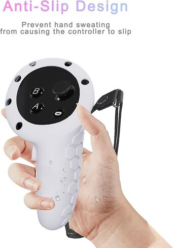 غطاء مقبض وحدة التحكم Lonxmovs متوافق مع غطاء مقابض Meta/Oculus Quest 5 لأجهزة التحكم VR Touch Plus وأغطية الحماية مع غطاء فتح البطارية وأشرطة المفصل (أسود) in Kuwait