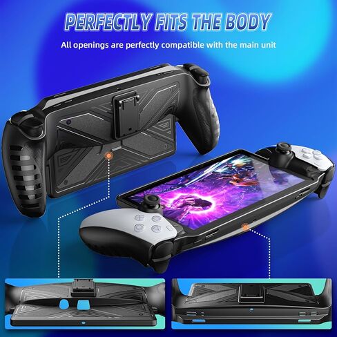 حافظة حماية جوريكسر لبوابة بلاي ستيشن مع مسند، حامل واقي من السيليكون المرن الناعم، حماية كاملة وملحقات غطاء مقبض غير قابل للانزلاق لمشغل بلاي ستيشن عن بعد - أسود in Kuwait