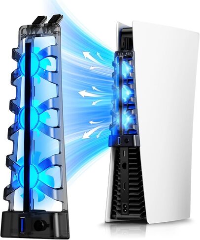 NexiGo PS5 Slim Silent Enhanced Cooling Fan with Adjustable Speed, Auto Power On/Off, with USB 3.0 Port, Efficient Cooling System for Both PS5 Slim Disc and Digital Editions in Kuwait