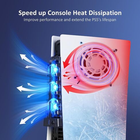 NexiGo PS5 Slim Silent Enhanced Cooling Fan with Adjustable Speed, Auto Power On/Off, with USB 3.0 Port, Efficient Cooling System for Both PS5 Slim Disc and Digital Editions in Kuwait