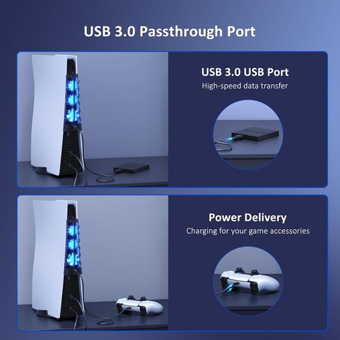 NexiGo PS5 Slim Silent Enhanced Cooling Fan with Adjustable Speed, Auto Power On/Off, with USB 3.0 Port, Efficient Cooling System for Both PS5 Slim Disc and Digital Editions in Kuwait